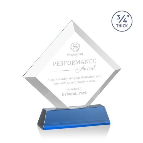 Corporate Awards - Crystal Awards - Belaire Sky Blue on Newhaven Base Crystal Award