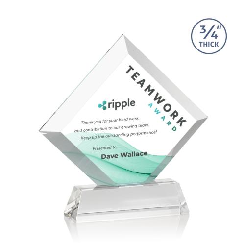 Corporate Awards - Crystal Awards - Belaire Full Color Clear on Newhaven Base Crystal Award