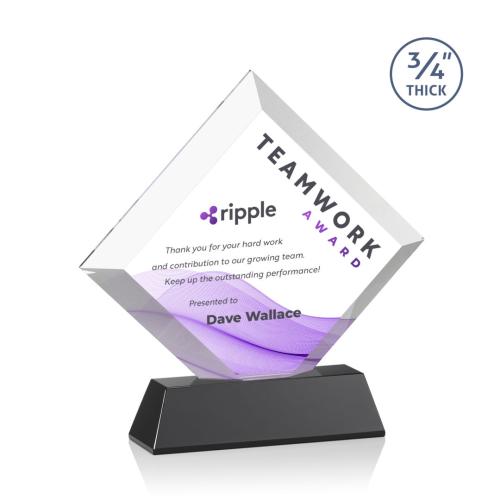 Corporate Awards - Crystal Awards - Belaire Full Color Black on Newhaven Base Crystal Award