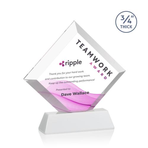 Corporate Awards - Crystal Awards - Belaire Full Color White on Newhaven Base Crystal Award