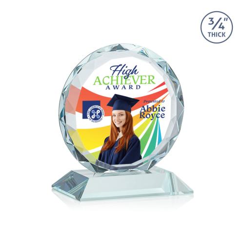 Corporate Awards - Crystal Awards - Centura Full Color Clear Circle Crystal Award