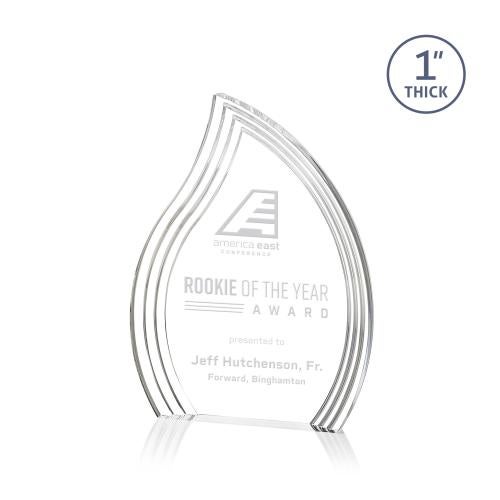Corporate Awards - Crystal Awards - Crystal Flame Awards - Tidworth Clear Flame Acrylic Award