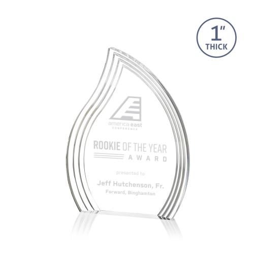 Corporate Awards - Crystal Awards - Crystal Flame Awards - Tidworth Blaze Clear Flame Acrylic Award