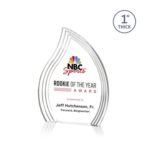 Corporate Awards - Crystal Awards - Crystal Flame Awards - Tidworth Full Color  Clear Flame Acrylic Award