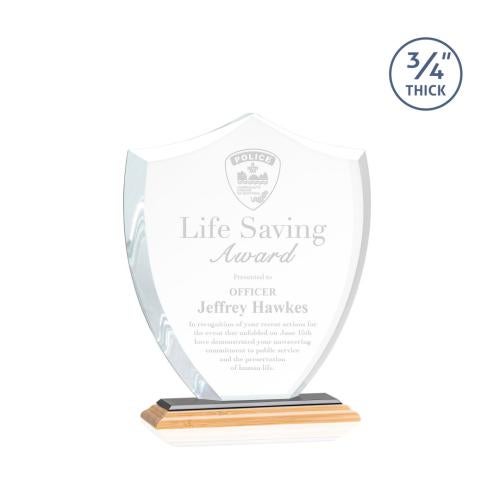 Corporate Awards - Crystal Awards - Scudo Shield/Black Abstract / Misc Bamboo Award