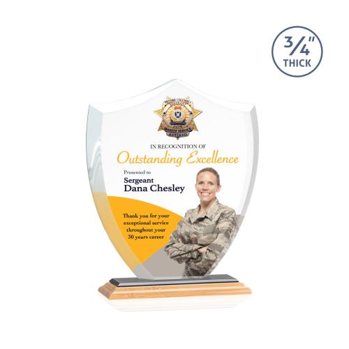 Corporate Awards - Crystal Awards - Scudo Shield Full Color/Black Abstract / Misc Bamboo Award