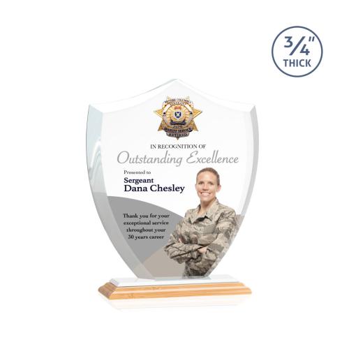 Corporate Awards - Crystal Awards - Scudo Shield Full Color/White Abstract / Misc Bamboo Award