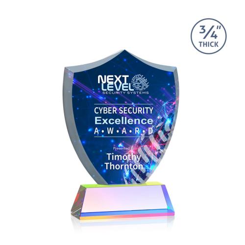 Corporate Awards - Crystal Awards - Scudo Shield Full Color Prismatic on Newhaven Abstract / Misc Crystal Award