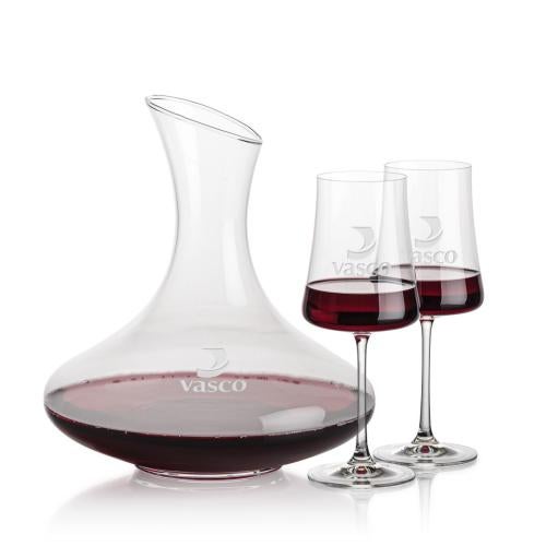 Corporate Recognition Gifts - Etched Barware - Innisfil Carafe & Dakota Wine