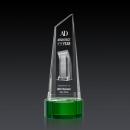 Akron Tower 3D Green on Base Obelisk Crystal Award