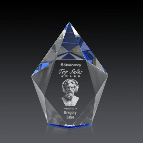 Corporate Awards - Crystal Awards - Devron 3D Blue Crystal Award