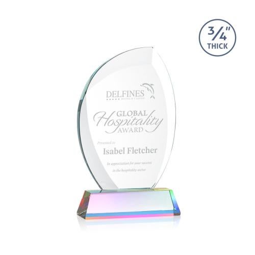 Corporate Awards - Crystal Awards - Wichita Prismatic on Newhaven Base Flame Crystal Award