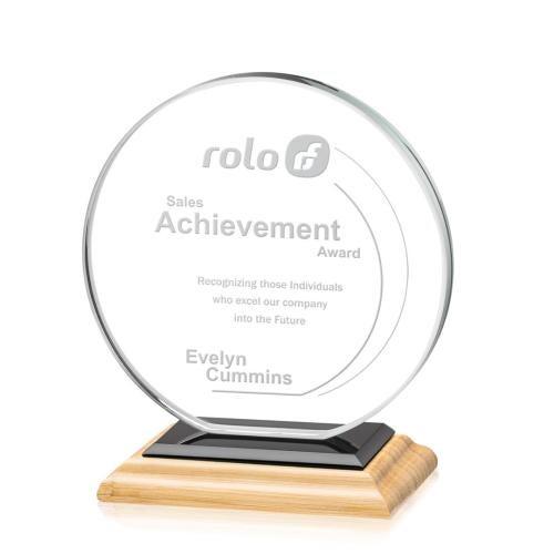 Corporate Awards - Crystal Awards - Victoria/Black Circle Bamboo Award
