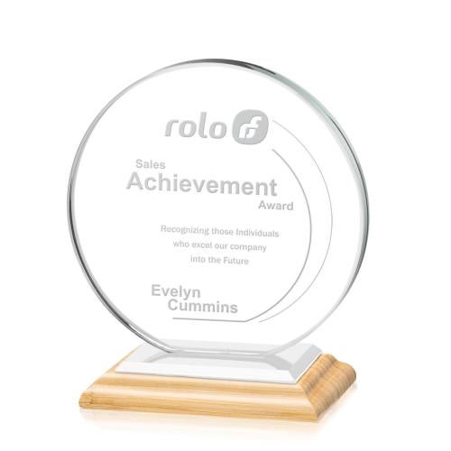 Corporate Awards - Crystal Awards - Victoria/White Circle Bamboo Award