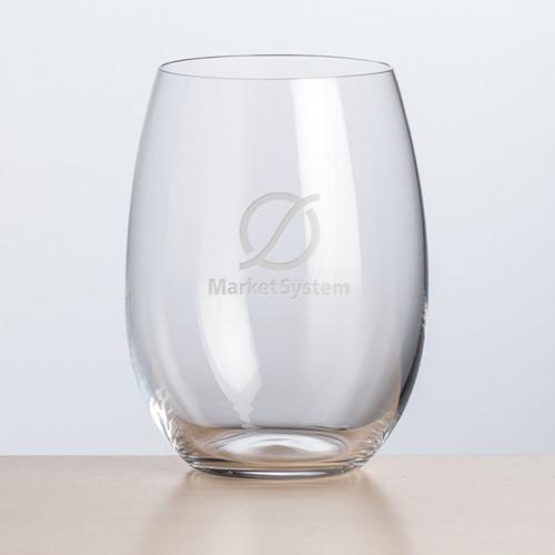Corporate Gifts, Recognition Gifts and Desk Accessories - Etched Barware - Wine Glasses - Stemless Wine Glasses - Carlita Stemless Wine - Deep Etch 