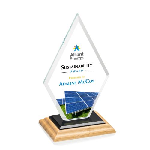 Corporate Awards - Crystal Awards - Tuscany Full Color/Black Bamboo Award