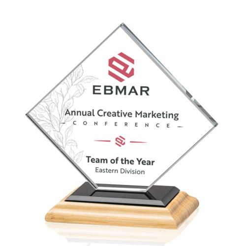 Corporate Awards - Crystal Awards - Wellington Full Color/Black Bamboo Award