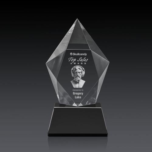 Corporate Awards - Crystal Awards - Devron 3D Black on Base Crystal Award