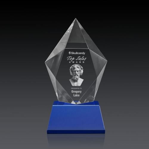 Corporate Awards - Crystal Awards - Devron 3D Blue on Base Crystal Award