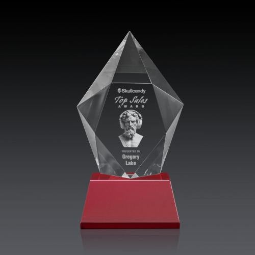 Corporate Awards - Crystal Awards - Devron 3D Red on Base Crystal Award
