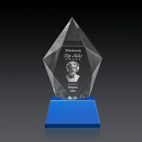 Corporate Awards - Crystal Awards - Devron 3D Sky Blue on Base Crystal Award