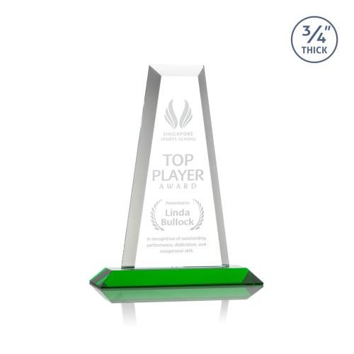 Corporate Awards - Crystal Awards - Imperial Tower Green Obelisk Crystal Award