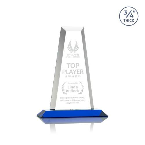 Corporate Awards - Crystal Awards - Imperial Tower Blue Obelisk Crystal Award