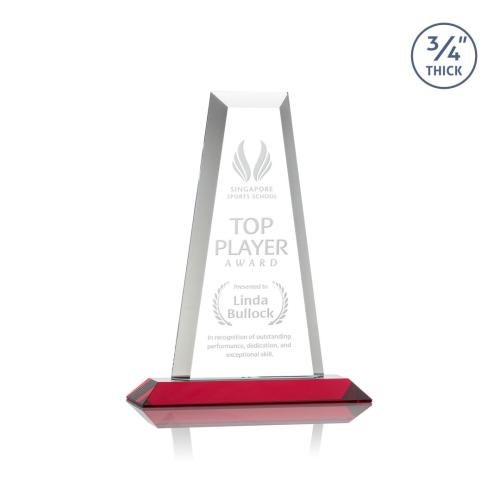 Corporate Awards - Crystal Awards - Imperial Tower Red Obelisk Crystal Award