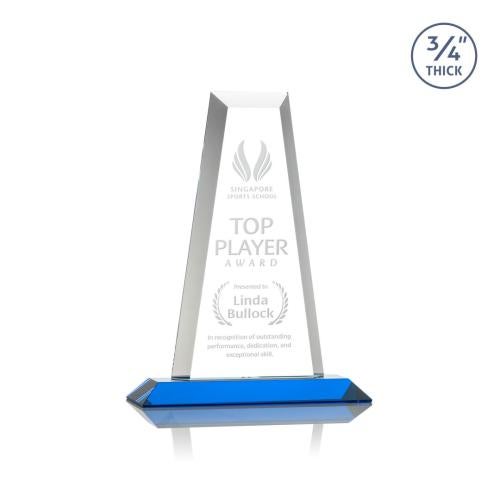 Corporate Awards - Crystal Awards - Imperial Tower Sky Blue Obelisk Crystal Award