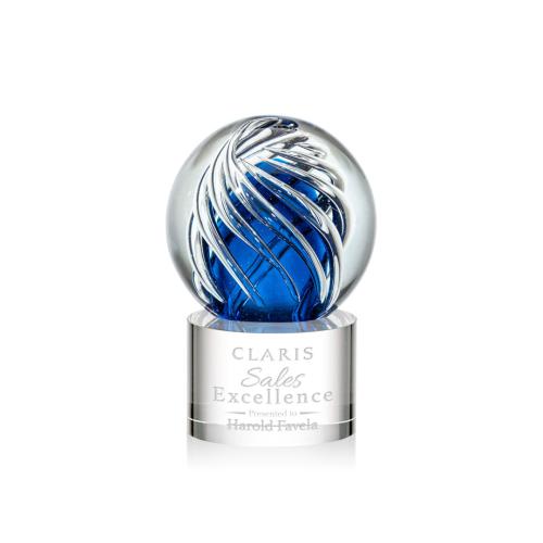 Corporate Awards - Glass Awards - Art Glass Awards - Genista Clear on Marvel Base Spheres Glass Award