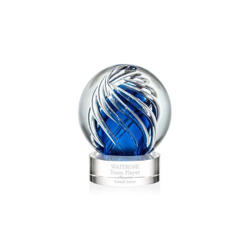 Corporate Awards - Glass Awards - Art Glass Awards - Genista Clear on Stanrich Base Spheres Glass Award