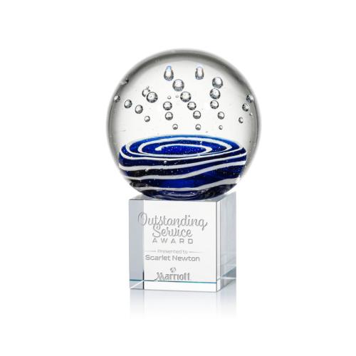 Corporate Awards - Glass Awards - Art Glass Awards - Tranquility Clear on Granby Base Spheres Glass Award
