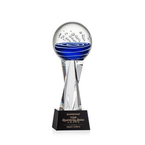 Corporate Awards - Glass Awards - Art Glass Awards - Tranquility Black on Grafton Base Spheres Glass Award