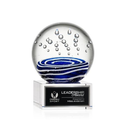 Corporate Awards - Glass Awards - Art Glass Awards - Tranquility Clear on Hancock Base Spheres Glass Award