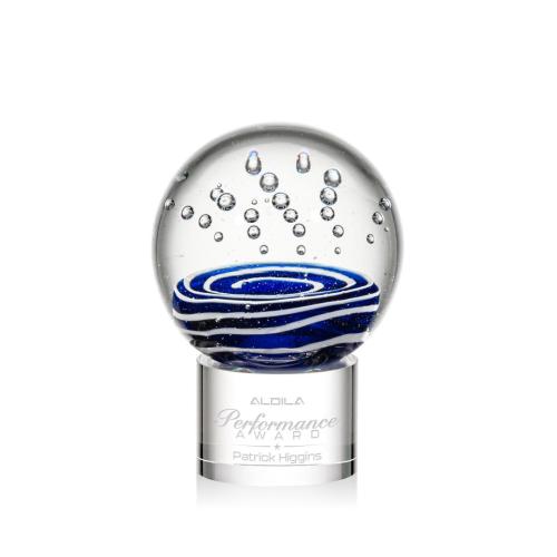 Corporate Awards - Glass Awards - Art Glass Awards - Tranquility Clear on Marvel Base Spheres Glass Award