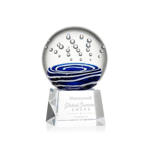 Corporate Awards - Glass Awards - Art Glass Awards - Tranquility Clear on Robson Base Spheres Glass Award