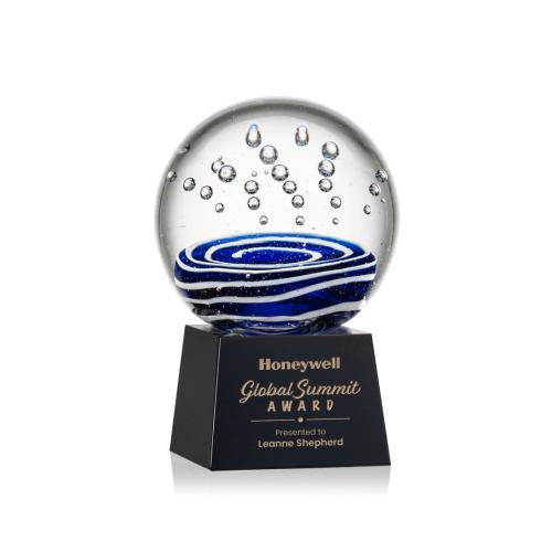 Corporate Awards - Glass Awards - Art Glass Awards - Tranquility Black on Robson Base Spheres Glass Award