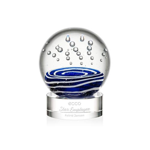 Corporate Awards - Glass Awards - Art Glass Awards - Tranquility Clear on Stanrich Base Spheres Glass Award