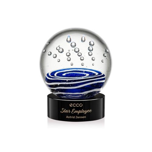 Corporate Awards - Glass Awards - Art Glass Awards - Tranquility Black on Stanrich Base Spheres Glass Award