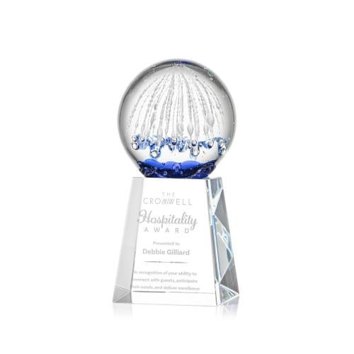 Corporate Awards - Glass Awards - Art Glass Awards - Starburst Clear on Celestina Base Spheres Glass Award