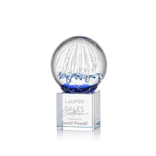 Corporate Awards - Glass Awards - Art Glass Awards - Starburst Clear on Granby Base Spheres Glass Award