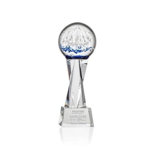 Corporate Awards - Glass Awards - Art Glass Awards - Starburst Clear on Grafton Base Spheres Glass Award