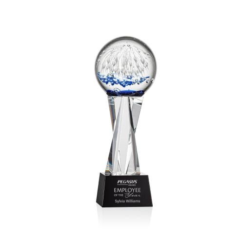Corporate Awards - Glass Awards - Art Glass Awards - Starburst Black on Grafton Base Spheres Glass Award