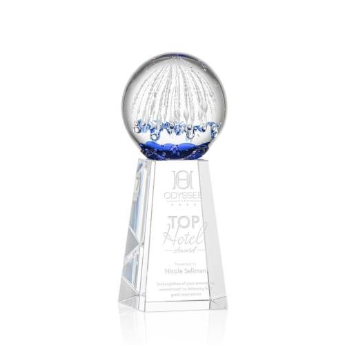 Corporate Awards - Glass Awards - Art Glass Awards - Starburst Clear on Novita Base Spheres Glass Award