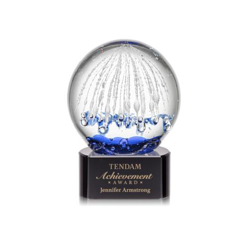 Corporate Awards - Glass Awards - Art Glass Awards - Starburst Black on Paragon Base Spheres Glass Award
