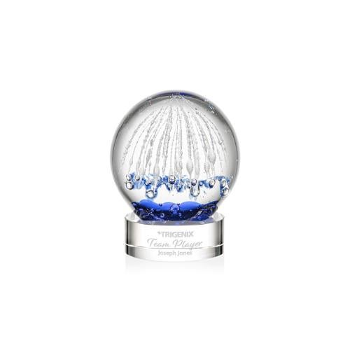 Corporate Awards - Glass Awards - Art Glass Awards - Starburst Clear on Stanrich Base Spheres Glass Award