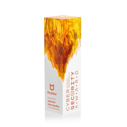 Corporate Awards - Acrylic Awards - Brandino Orange Obelisk Acrylic Award
