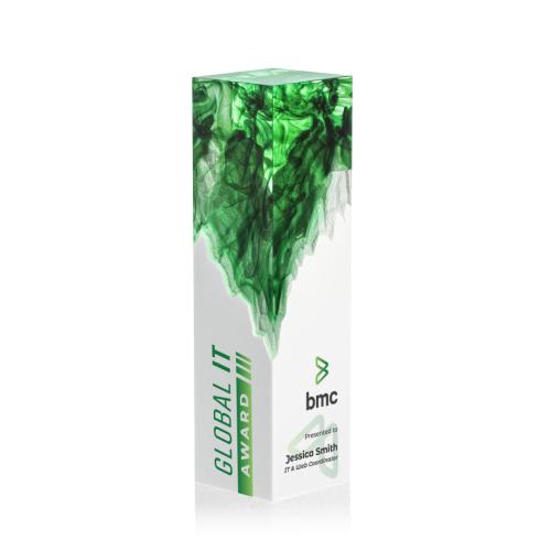 Corporate Awards - Acrylic Awards - Brandino Full Color Green Obelisk Acrylic Award
