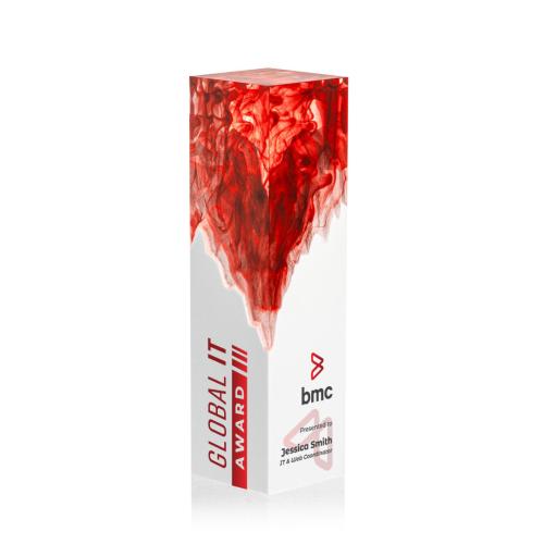Corporate Awards - Acrylic Awards - Brandino Full Color Red Obelisk Acrylic Award