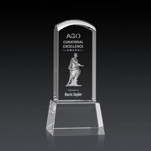 Corporate Awards - Crystal Awards - Silkwood 3D Clear on Base Obelisk Crystal Award